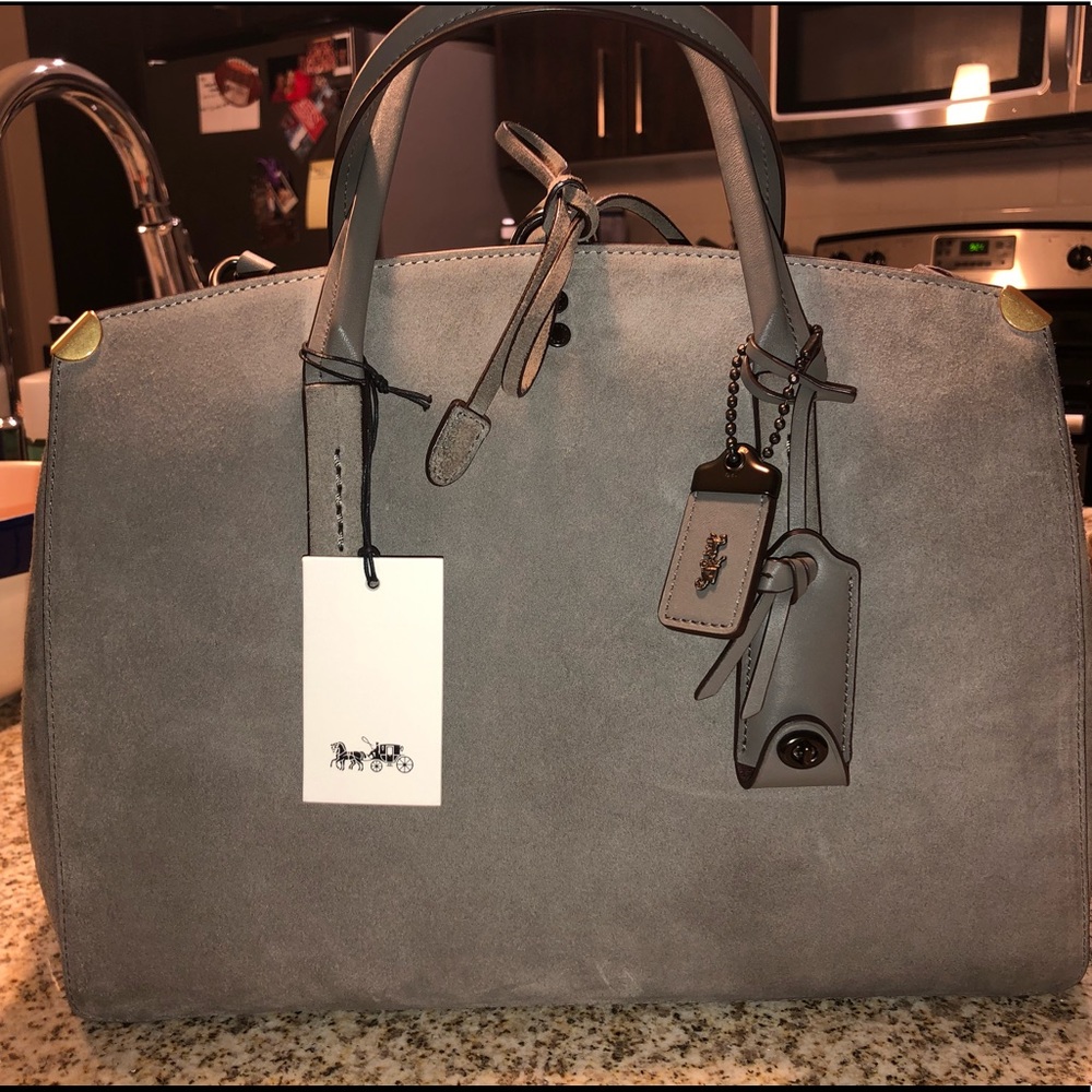 Coach Cooper Carryall Grey Suede-Great Condition